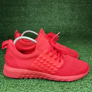 Aldo Sneakers Mens 7.5 Red Knit Low Top Lace Up Athletic Running Shoes